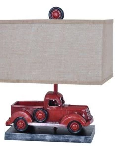 Crestview Collection Well Traveled Farmhouse Table Lamps, Red Truck Design, 20 in. H.