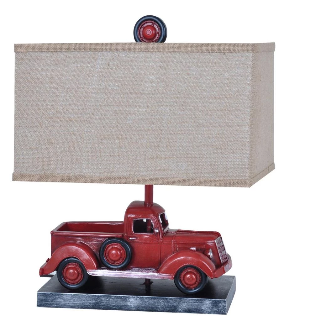 Crestview Collection Well Traveled Farmhouse Table Lamps, Red Truck Design, 20 in. H. 3 Crestview Collection Well Traveled Farmhouse Table Lamps, Red Truck Design, 20 in. H.