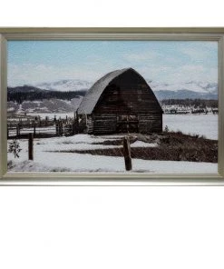 Crestview Collection 48 x 32 in. Winter Barn Framed Crackled Glass Wall Art, CVTOP2463
