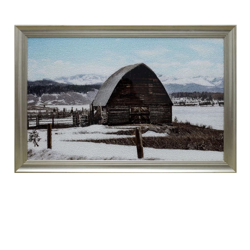 Crestview Collection 48 x 32 in. Winter Barn Framed Crackled Glass Wall Art, CVTOP2463 3 Crestview Collection 48 x 32 in. Winter Barn Framed Crackled Glass Wall Art, CVTOP2463