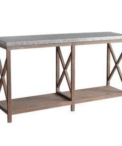Crestview Collection Newhart Rustic Wood And Metal Console Table, CVFZR5073