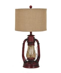 Crestview Collection Lauren Rust Finish Vintage Table Lamp, Red, CVABS965