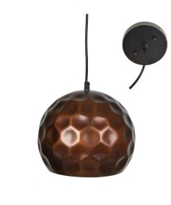 Crestview Collection Aiden Antique Copper Globe Pendant Light Fixture, 9" H x 8" D, CVAER1129