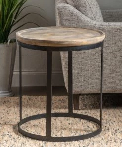 Crestview Collection Bengal Manor Mango Wood and Metal Round End Table, CVFNR465 -Crestview Collection sale 1667812 A2