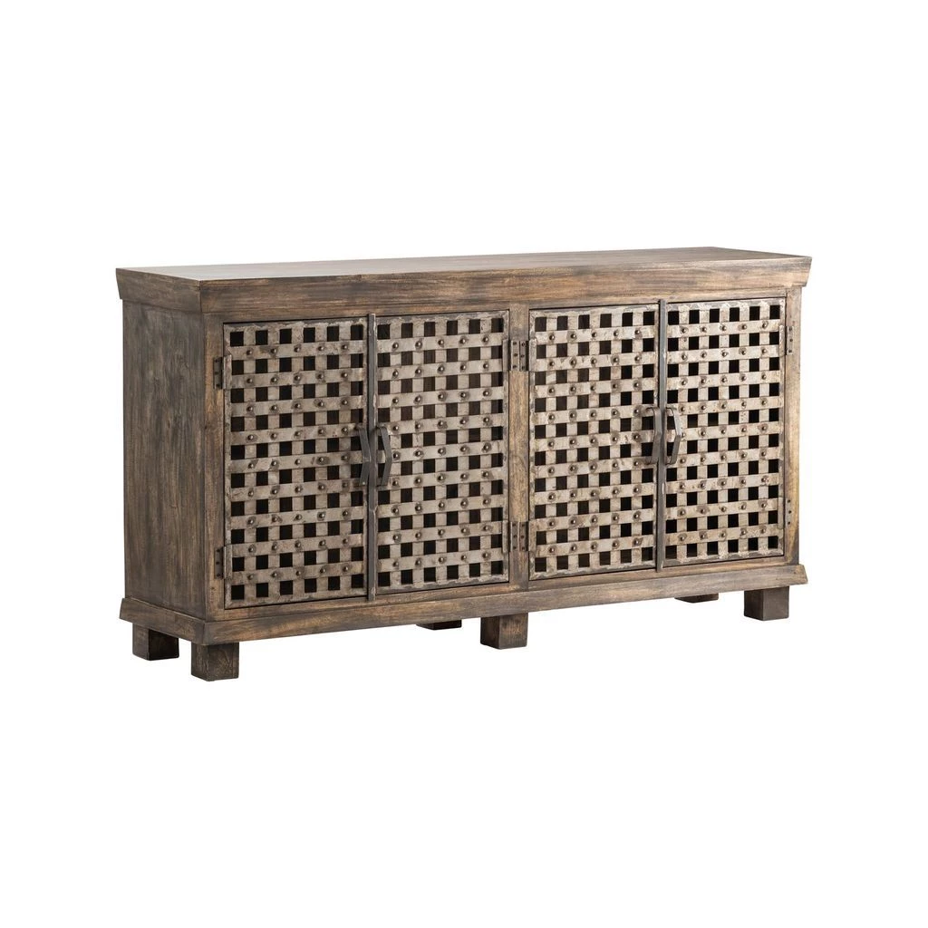 Crestview Collection Bengal Manor Metal Lattice Work and Mango Wood Sideboard, CVFNR317 3 Crestview Collection Bengal Manor Metal Lattice Work and Mango Wood Sideboard, CVFNR317