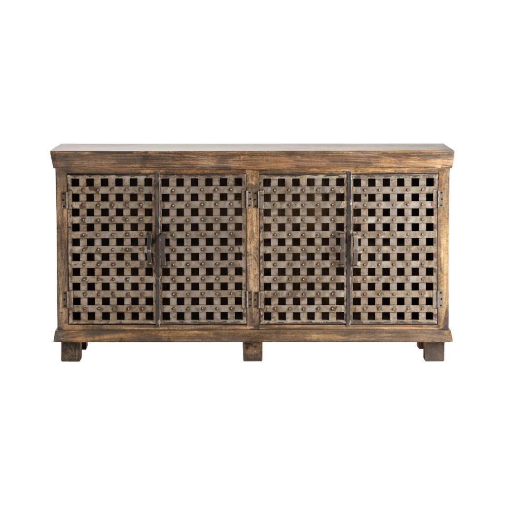 Crestview Collection Bengal Manor Metal Lattice Work and Mango Wood Sideboard, CVFNR317 4 Crestview Collection Bengal Manor Metal Lattice Work and Mango Wood Sideboard, CVFNR317 - Image 2