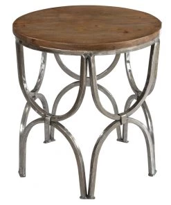 Crestview Collection Bengal Manor Mango Wood and Steel Round End Table, CVFNR364