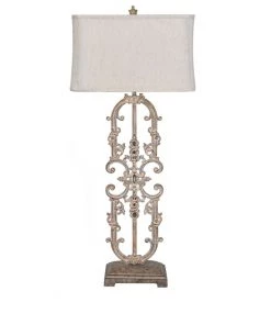 Crestview Collection Madison Table Lamp, Natural Linen Fabric Rectangle Shade, CVAER1194