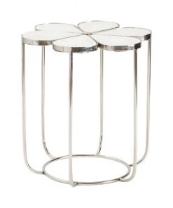 Crestview Collection Chantilly White Marble and Metal Accent Table, CVFNR5013