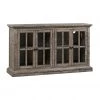 Crestview Collection Hawthorne Estate 4-Door Windowpane Sideboard with a Rustic Driftwood Finish, 62 x 18 x 36 in., CVFVR8049 -Crestview Collection sale 1678418