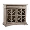 Crestview Collection Hawthorne Estate 1-Drawer 2-Door Fretwork Cabinet with Brushed Wheat Finish, 40 x 17 x 37 in., CVFVR8051
