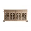 Crestview Collection Hawthorne Estate 2 Drawer 4 Door Fretwork Sideboard Brushed Wheat Finish, CVFVR8052 -Crestview Collection sale 1678421