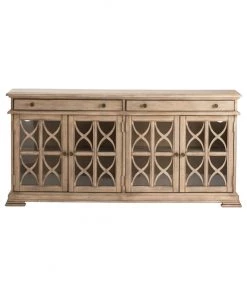 Crestview Collection Hawthorne Estate 2 Drawer 4 Door Fretwork Sideboard Brushed Wheat Finish, CVFVR8052