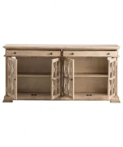 Crestview Collection Hawthorne Estate 2 Drawer 4 Door Fretwork Sideboard Brushed Wheat Finish, CVFVR8052 -Crestview Collection sale 1678421 A2