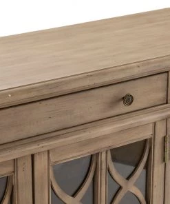 Crestview Collection Hawthorne Estate 2 Drawer 4 Door Fretwork Sideboard Brushed Wheat Finish, CVFVR8052 -Crestview Collection sale 1678421 A3