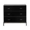 Crestview Collection Mercury Black Glass and Antique Brass 3 Drawer Chest, CVFZR1471