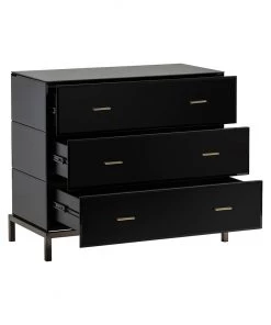Crestview Collection Mercury Black Glass and Antique Brass 3 Drawer Chest, CVFZR1471 -Crestview Collection sale 1678475 A3