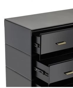 Crestview Collection Mercury Black Glass and Antique Brass 3 Drawer Chest, CVFZR1471 -Crestview Collection sale 1678475 A4