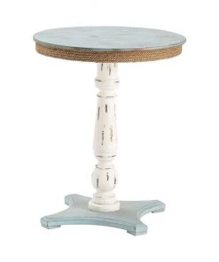 Crestview Collection Sea Isle Two Tone Rustic Coastal Wood and Rope Apron Accent Table, CVFZR1709