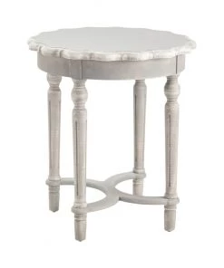 Crestview Collection Pembroke Turned Leg Chalk Scalloped Accent Table, CVFZR3530