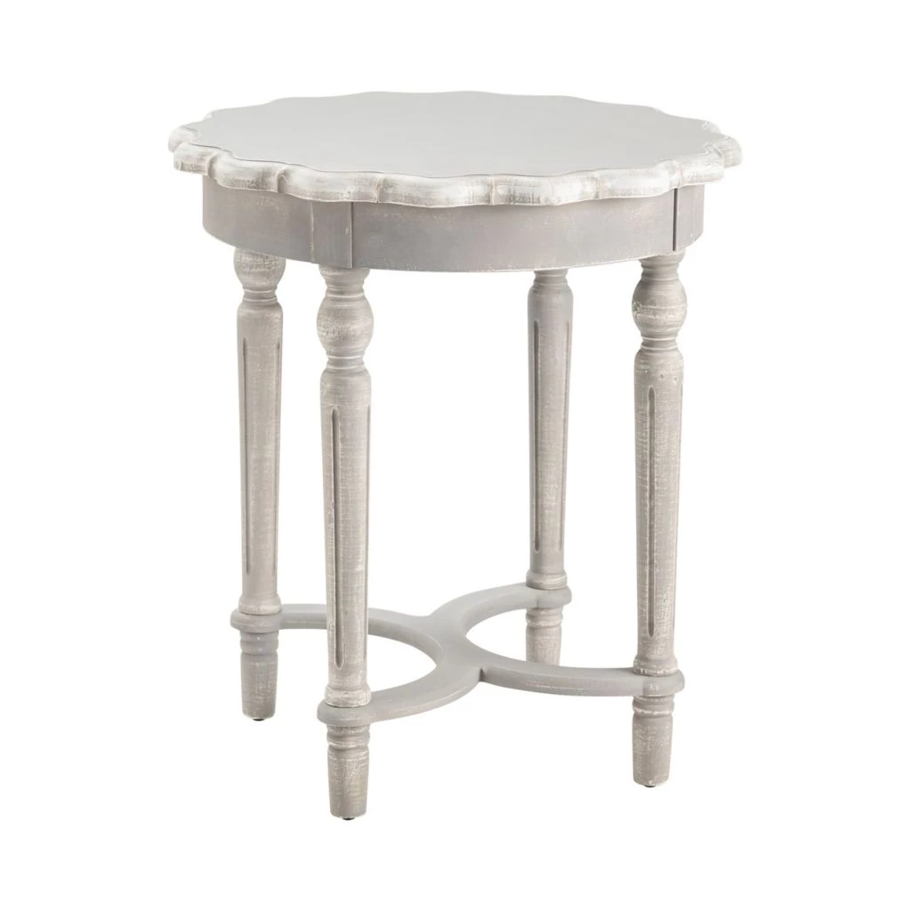 Crestview Collection Pembroke Turned Leg Chalk Scalloped Accent Table, CVFZR3530 3 Crestview Collection Pembroke Turned Leg Chalk Scalloped Accent Table, CVFZR3530