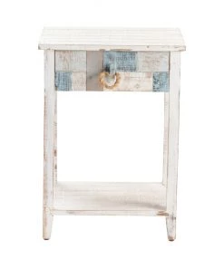 Crestview Collection South Shore Nautical Patchwork 1 Drawer Accent Table, CVFZR3561