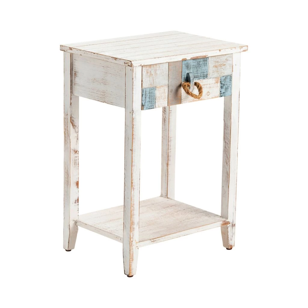 Crestview Collection South Shore Nautical Patchwork 1 Drawer Accent Table, CVFZR3561 4 Crestview Collection South Shore Nautical Patchwork 1 Drawer Accent Table, CVFZR3561 - Image 2