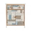 Crestview Collection South Shore Multi Color Nautical Patchwork 1 Drawer, 2 Door Cabinet, CVFZR3566
