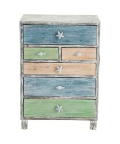 Crestview Collection Key West Driftwood and Nautical 6 Drawer Chest, CVFZR3593