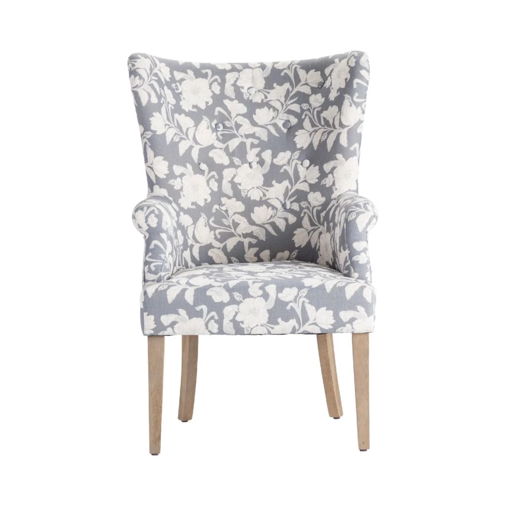 Crestview Collection Heatherbrook Upholsted Floral Pattern Grey Wingback Chair with Distressed Grey Legs, CVFZR4502 3 Crestview Collection Heatherbrook Upholsted Floral Pattern Grey Wingback Chair with Distressed Grey Legs, CVFZR4502