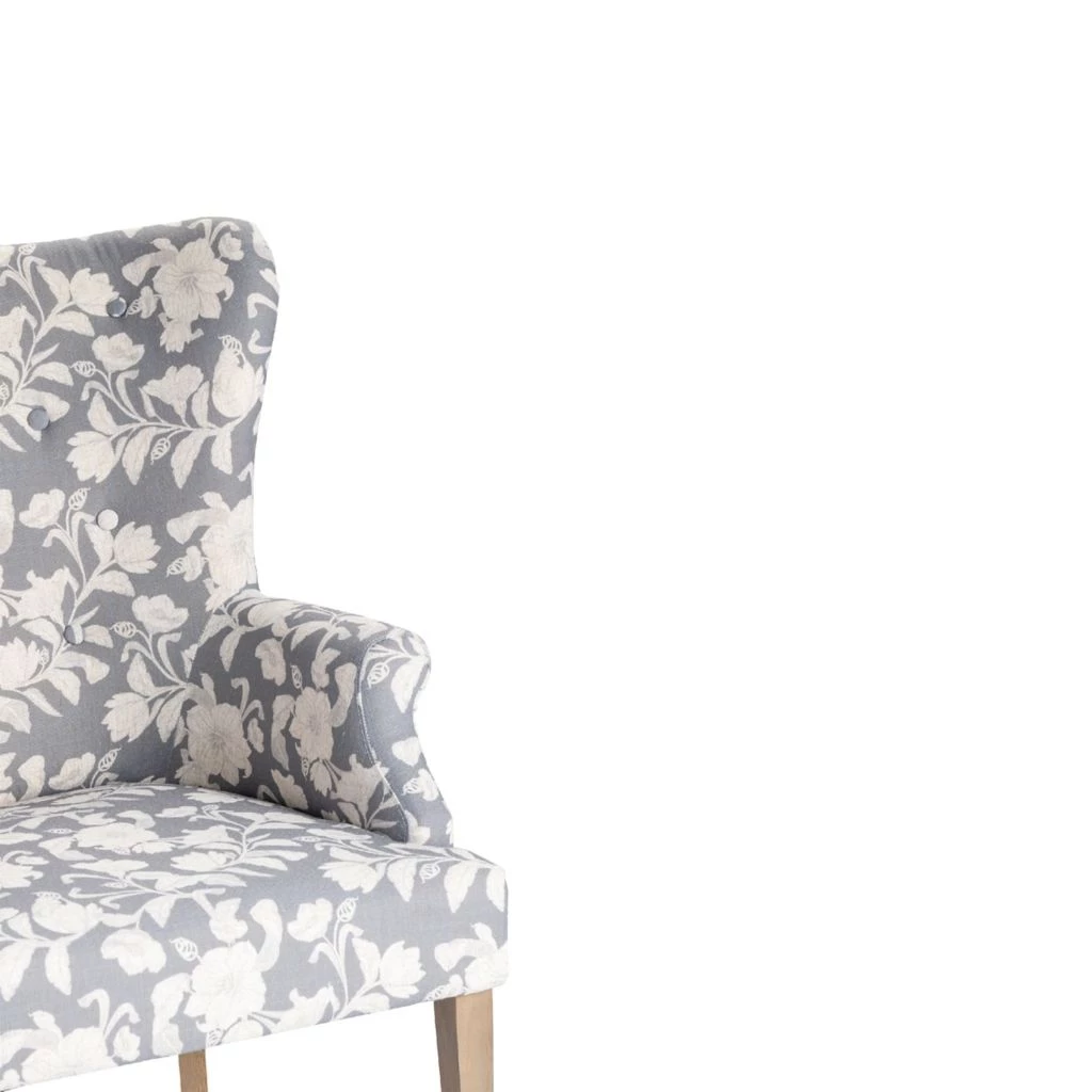 Crestview Collection Heatherbrook Upholsted Floral Pattern Grey Wingback Chair with Distressed Grey Legs, CVFZR4502 5 Crestview Collection Heatherbrook Upholsted Floral Pattern Grey Wingback Chair with Distressed Grey Legs, CVFZR4502 - Image 3