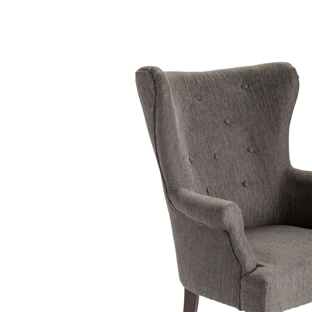 Crestview Collection Seville Grey Upholsted Button Tufted Wingback Chair, CVFZR4503 5 Crestview Collection Seville Grey Upholsted Button Tufted Wingback Chair, CVFZR4503 - Image 3
