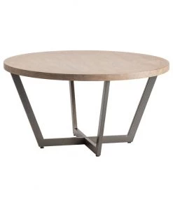 Crestview Collection Tremont Slanted Metal and Wood Round Cocktail Table, CVFZR4545
