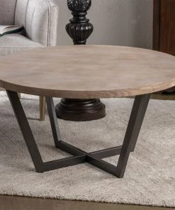 Crestview Collection Tremont Slanted Metal and Wood Round Cocktail Table, CVFZR4545 -Crestview Collection sale 1678519 A2
