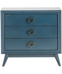 Crestview Collection Pomeroy Indigo 3 Drawer Chest with Gold Hardware, CVFZR4592