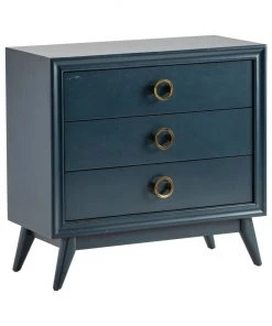 Crestview Collection Pomeroy Indigo 3 Drawer Chest with Gold Hardware, CVFZR4592 -Crestview Collection sale 1678528 A2