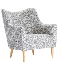 Crestview Collection Huntington Upholstered Blue Pattern Shaped Back Arm Chair, CVFZR5003 -Crestview Collection sale 1678532 A2