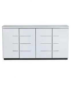 Crestview Collection Melrose 4 Door Beveled Mirror Sideboard and Chrome Hardware, CVFZR5019