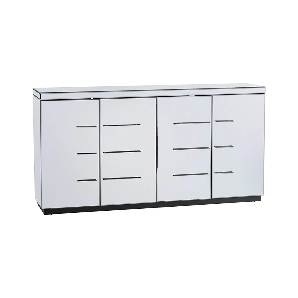 Crestview Collection Melrose 4 Door Beveled Mirror Sideboard and Chrome Hardware, CVFZR5019 4 Crestview Collection Melrose 4 Door Beveled Mirror Sideboard and Chrome Hardware, CVFZR5019 - Image 2