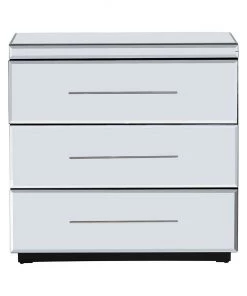 Crestview Collection Melrose 3 Drawer Beveled Mirror Chest and Chrome Hardware, CVFZR5020