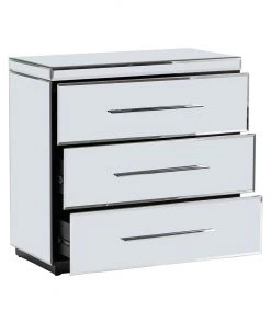 Crestview Collection Melrose 3 Drawer Beveled Mirror Chest and Chrome Hardware, CVFZR5020 -Crestview Collection sale 1678537 A2