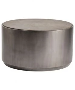 Crestview Collection Trenton Round Gunmetal Cocktail Table with Grey Oak Top, CVFZR5086