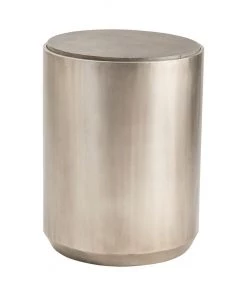 Crestview Collection Trenton Round Gunmetal End Table with Grey Oak Top, CVFZR5087