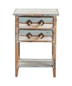 Crestview Collection Nantucket 2 Drawer Weathered Wood Accent Table, CVFZR693