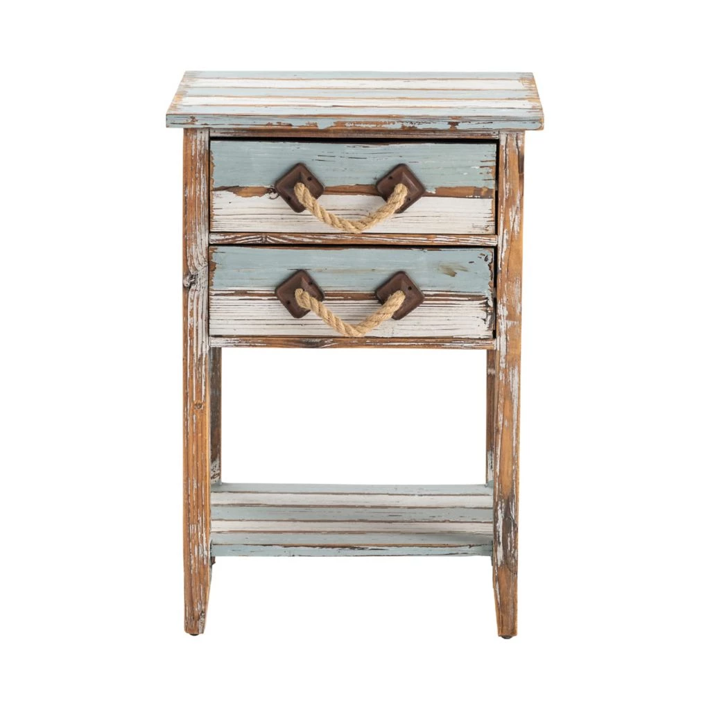 Crestview Collection Nantucket 2 Drawer Weathered Wood Accent Table, CVFZR693 3 Crestview Collection Nantucket 2 Drawer Weathered Wood Accent Table, CVFZR693