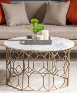 Crestview Collection Mariah Marble and Metal Coffee Table, EVFNR1145 -Crestview Collection sale 1678601 A2