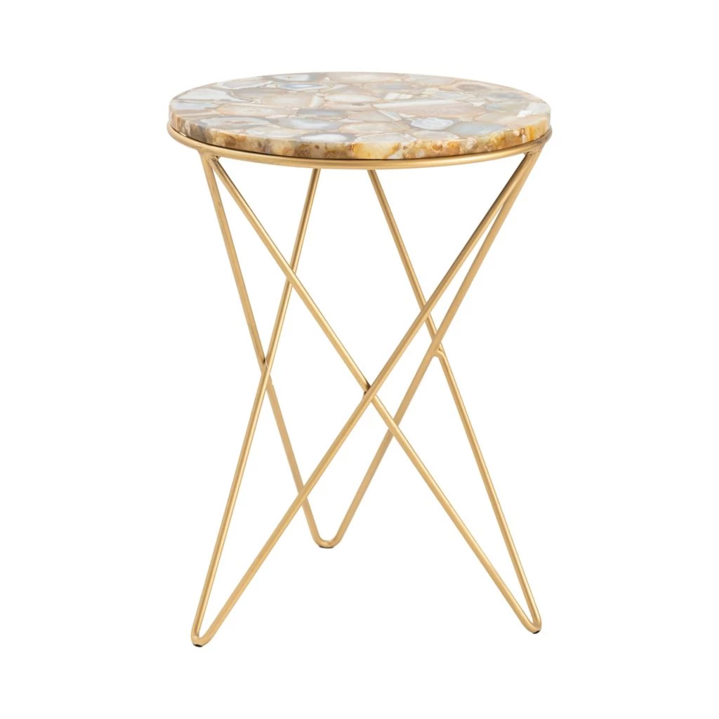 Crestview Collection White and Gold Agate Top Side Table, CVFNR835 3 Crestview Collection White and Gold Agate Top Side Table, CVFNR835