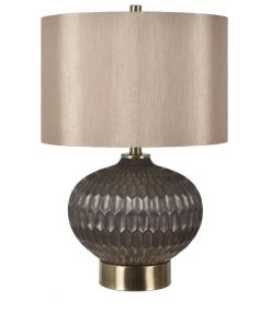 Crestview Collection Bowen Faceted Ceramic Table Lamp, Brown, CVAZP045