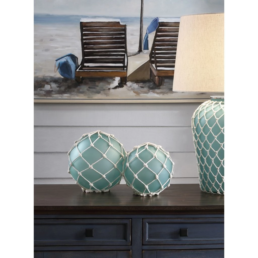 Crestview Collection Fisher Buoy Decorations Wrapped with Bleached Rope, Set of 2 4 Crestview Collection Fisher Buoy Decorations Wrapped with Bleached Rope, Set of 2 - Image 2