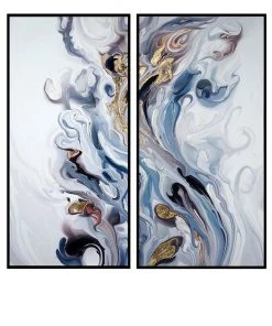 Crestview Collection Cadence 19.7 in. x 1.2 in. x 39.4 in. Cotton Canvas Paintings, Set of 2, CVTOP2692